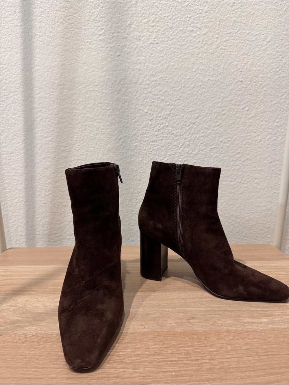 Women's Brown Suede Ankle Boots with Block Heel